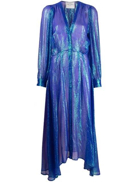 Forte Forte metallic patterned-jacquard midi dress Blue 12081