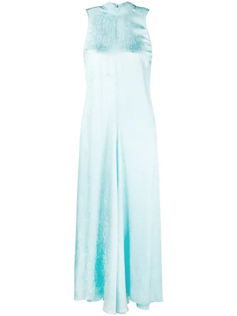 Forte Forte check-jacquard attached-scarf midi dress Blue 12089MYDRESS