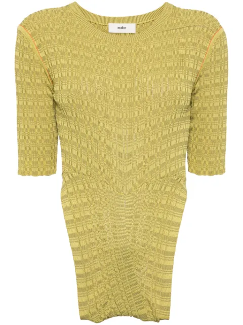 Muller Of Yoshiokubo patterned-intarsia knitted top Green MLS24803