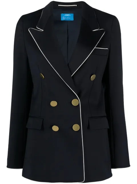 Merci contrast-trim double-breasted blazer Blue RG100
