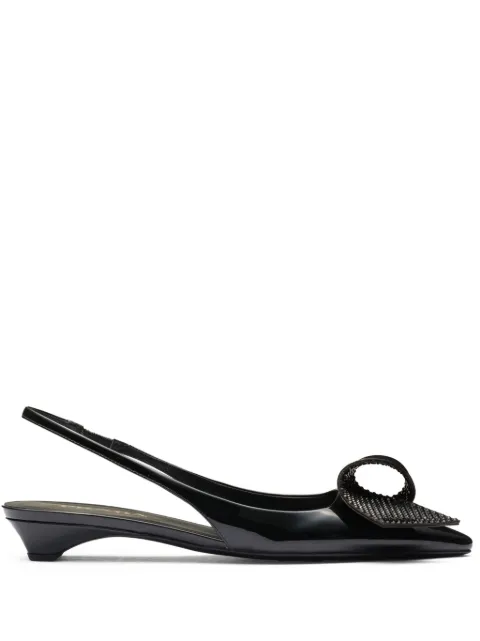 Prada 25mm appliqué-detail leather pumps Black 1I345NF0253LOC