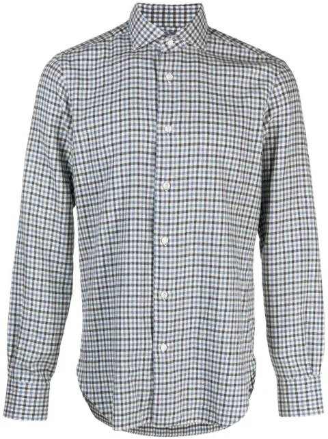 Barba fine-check cotton flannel shirt Blue L2U13P0136016