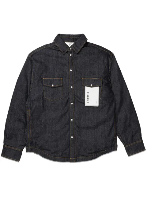 Purple Brand logo-appliqué denim jacket Blue P037PWSR124