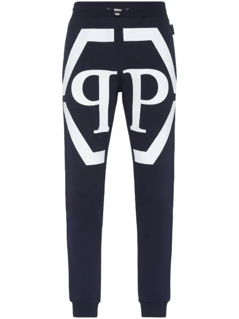 Philipp Plein logo-print track pants Blue LABCMJT2037PJY002N