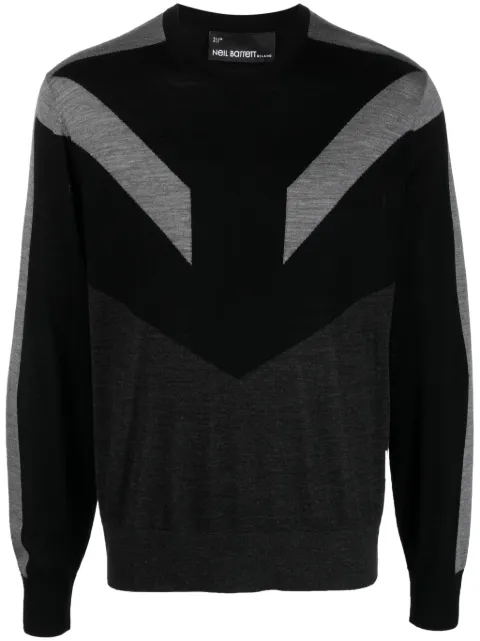 Neil Barrett colour-block fine-knit jumper Black NBV7MA157AV601C