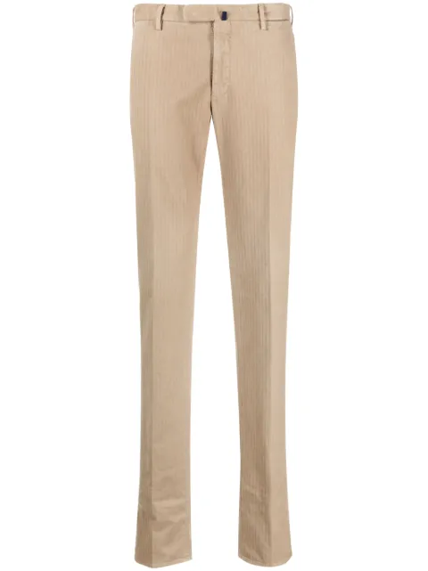 Incotex herringbone stretch-cotton tailored trousers Neutrals 1W003040912