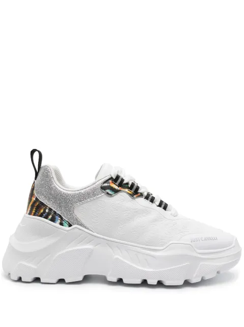 Just Cavalli monogram panelled chunky sneakers White 76RA3SL3ZSA66