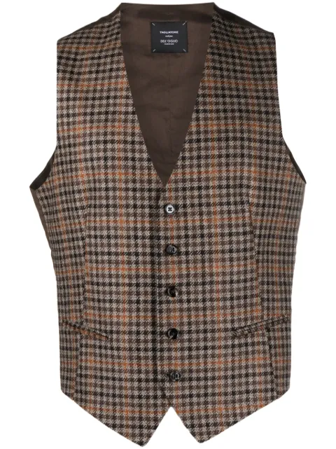 Tagliatore shepherd's-check virgin-wool waistcoat Brown BRIANF440009