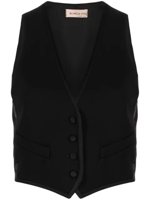 Blanca Vita V-neck rear-buckle gilet Black GYMNOCA9372
