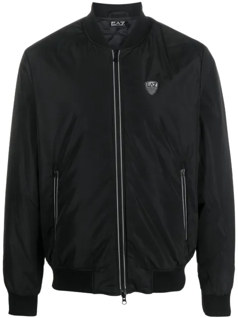 Ea7 Emporio Armani logo-patch zip-up bomber jacket Black 8NPB12PN7LZ
