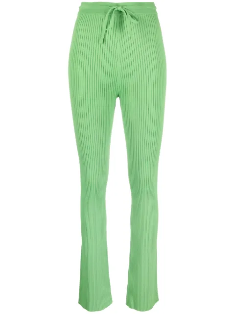 Nanushka Cornelie ribbed-knit flared trousers Green NW24RSPA00367