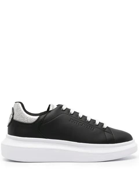 Just Cavalli glitter lace-up sneakers Black 76RA3SB1ZP409