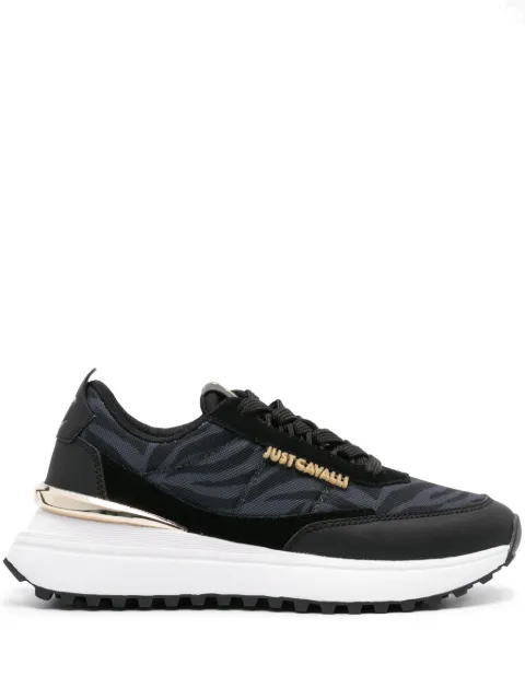 Just Cavalli zebra-print panelled sneakers Black 76RA3SD5ZSA63