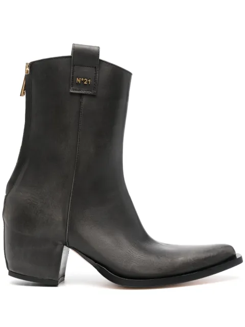 Nº21 60mm pointed-toe leather ankle boots Black 23ISP04580458