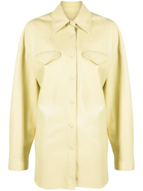 Nanushka Kaysa faux-leather shirt Green NW24RSSH00713