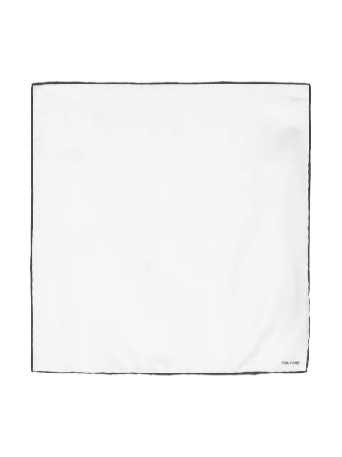 TOM FORD logo-print silk pocket square scarf White SPR001SPS10