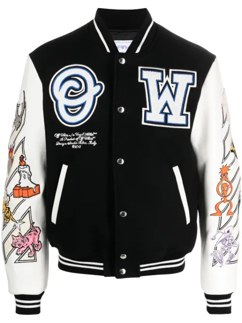 Off-White Logic Patch varsity jacket Black OMJA059G23LEA0011001