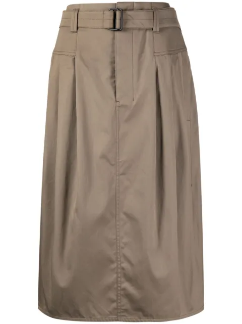 LEMAIRE belted-waist pleated midi skirt Brown SK1010LF824