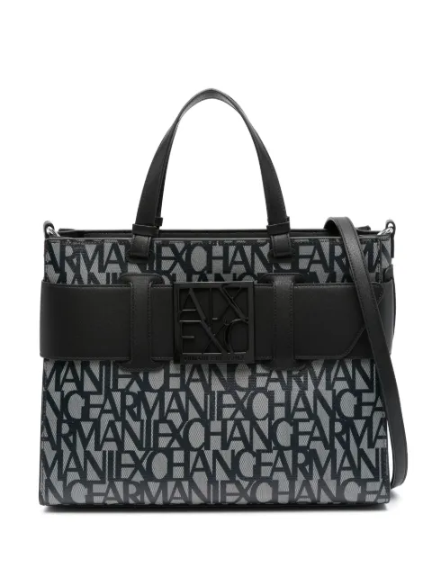 Armani Exchange logo-print zip-fastening tote bag Black 9426893F742