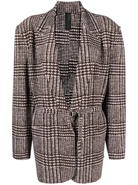 Norma Kamali Glenn Plaid Tweed single-breasted blazer Brown KK3234PL158638