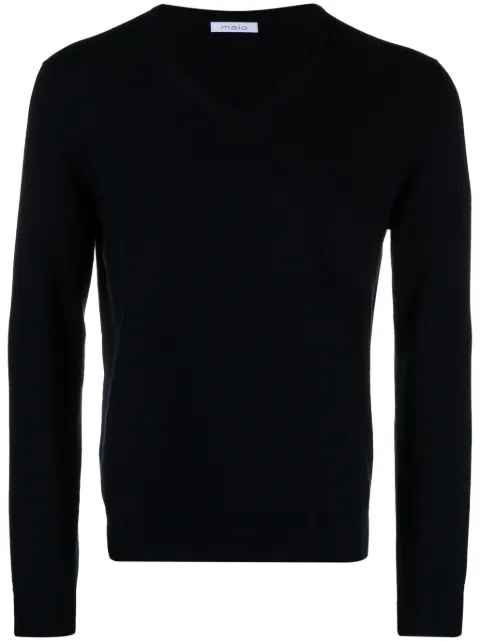 Malo fine-knit cashmere jumper Blue UMB006F1K02