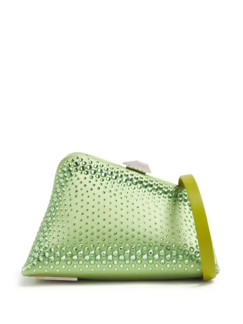 The Attico Midnight crystal-embellished clutch bag Green 241WAH40V015T