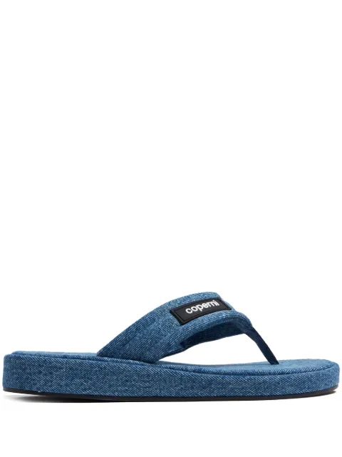 Coperni logo-appliqué denim flip-flops Blue COPSH37202