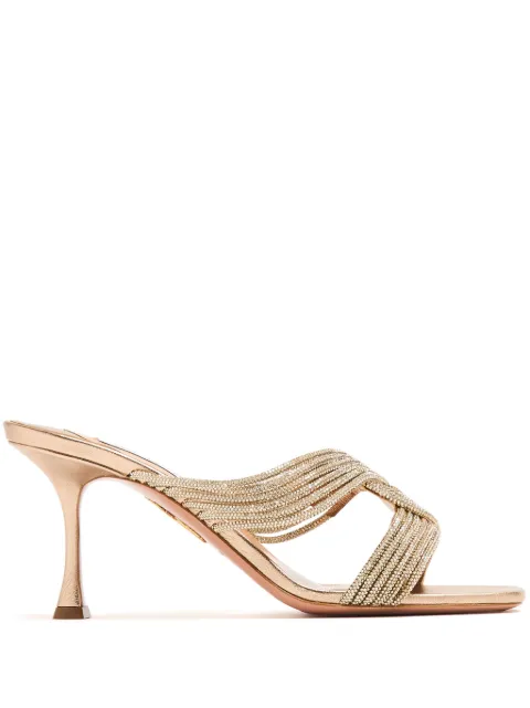 Aquazzura Gatsby 75mm embellished mules Neutrals GASMIDM1WNA