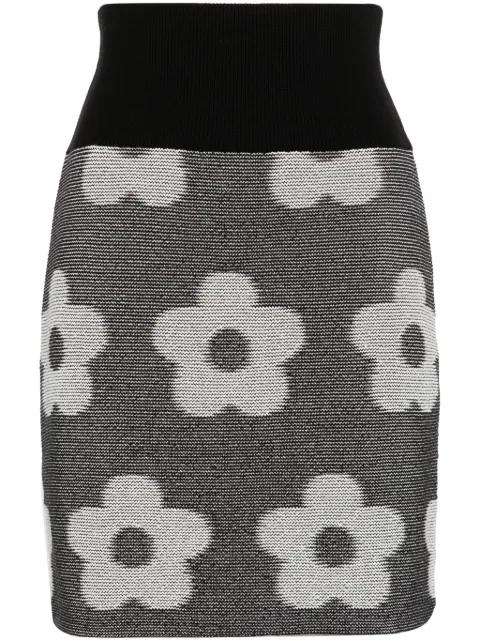 Kenzo jacquard flower-motif skirt Black FD62JU4133CA