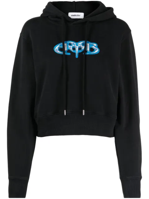 AMBUSH logo-print cotton hoodie Black BWBB025F23FLE0011047
