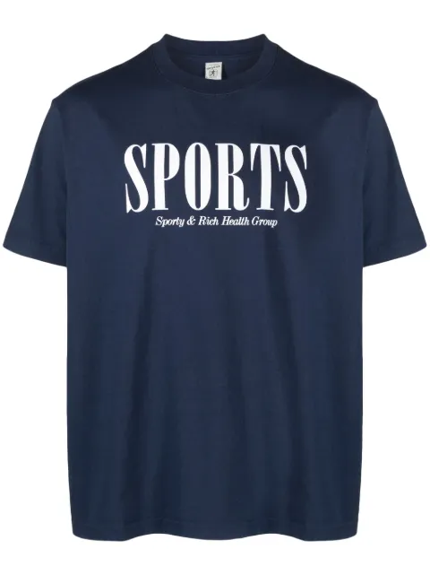 Sporty & Rich text-print cotton T-shirt Blue TS873