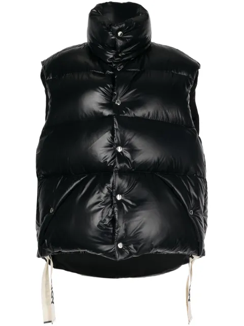 Khrisjoy logo-tape shiny puffer gilet Black EFPM049NYL