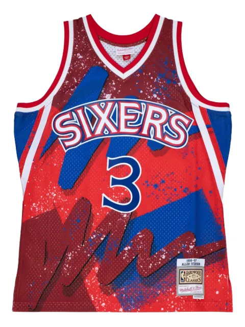 Mitchell & Ness x NBA 76ers 1996 Allen Iverson Hyper Hoops Swingman tank top Red TFSM1253P7696AIVSCAR