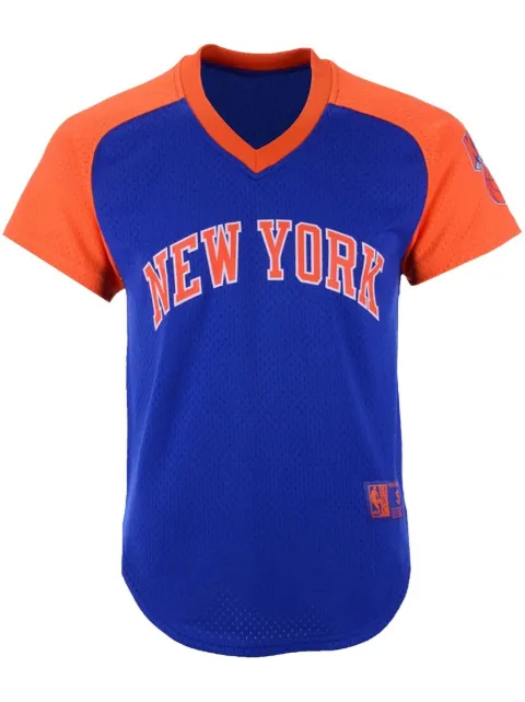 Mitchell & Ness Final Seconds mesh V-neck "NBA Knicks" T-shirt Blue BA87OQNYKBJY5