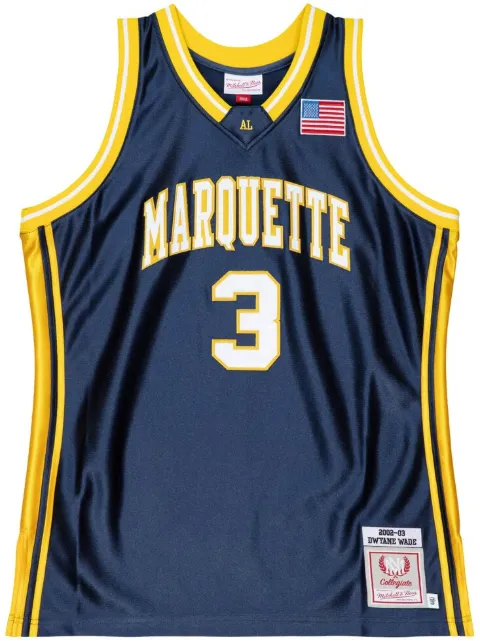 Mitchell & Ness "NCAA Marquette 2002 Dwyane Wade" basketball jersey Blue AJY54218MAU02DWAASBL