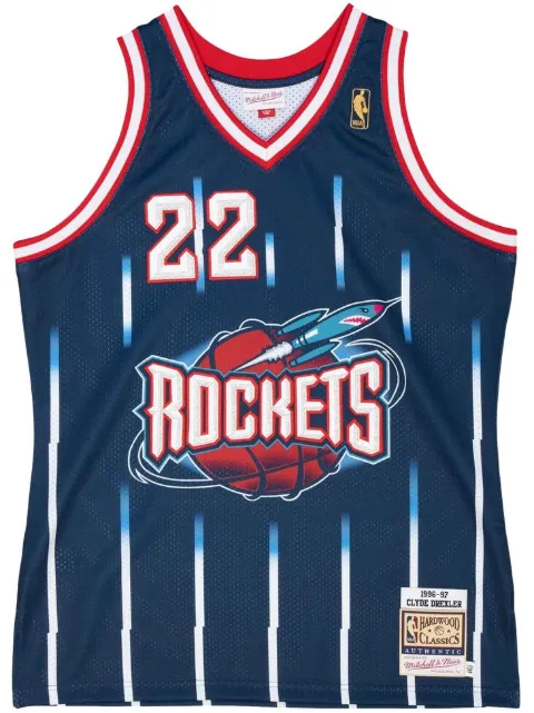 Mitchell & Ness "NBA Houston Rockets 96 Clyde Drexler" authentic road jersey Blue AJY4GS18086HRONAVY96CDR