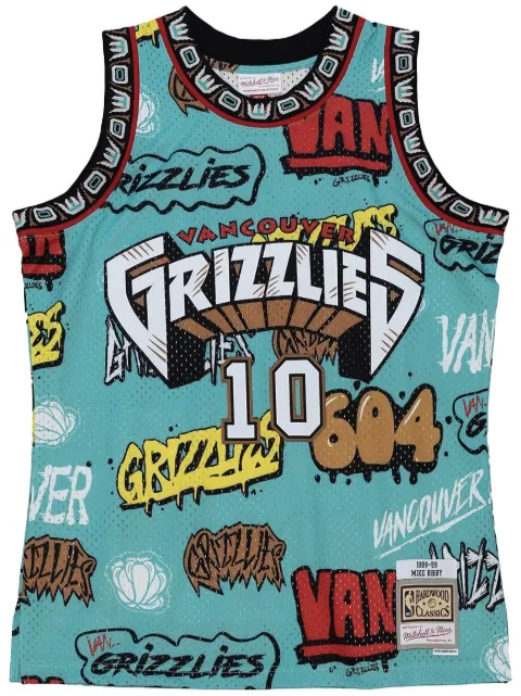 Mitchell & Ness "NBA Grizzlies 1998 Mike Bibby" Slap Sticker Swingman jersey vest top Blue TFSM4768VGR98MBITEAL