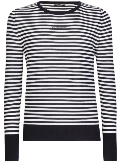 Dolce & Gabbana logo-embroidered striped jumper White GXX14ZJCVQ9W1002