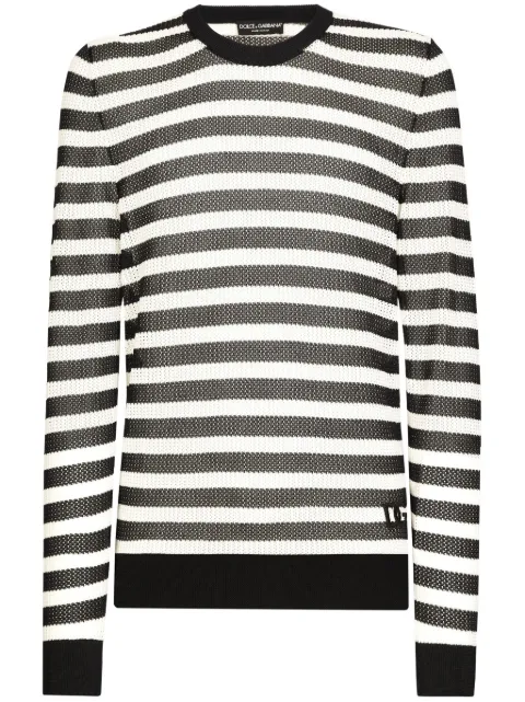 Dolce & Gabbana logo-embroidered striped jumper Blue GXX09ZJFMY2