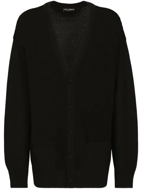 Dolce & Gabbana V-neck cotton cardigan Black GXV13TJFMCM