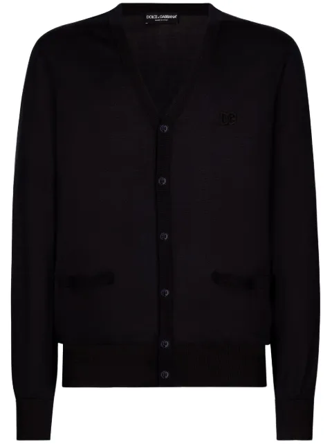 Dolce & Gabbana logo-embroidered silk cardigan Blue GXV01ZJBSHB