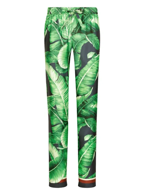 Dolce & Gabbana Banano print silk lounge trousers Green GVCRATHI1QB