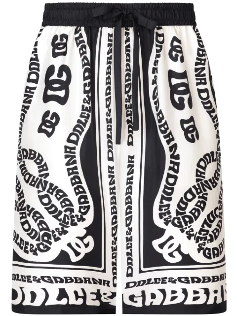 Dolce & Gabbana logo-print silk shorts White GV37ATHI1QE