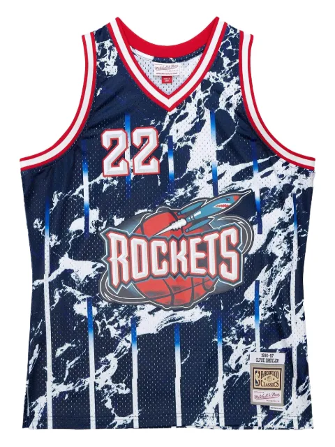 Mitchell & Ness Clyde Drexler NBA Houston Rockets 1996 Marble vest Blue TFSM1278HRO96CDRBLUE