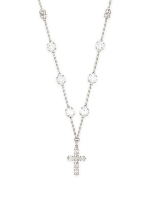 Dolce & Gabbana crystal-embellished cross-pendant necklace Silver WNQ2D6W2222