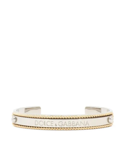 Dolce & Gabbana Marina logo-engraved cuff bracelet Neutrals WBQ1M6W1111
