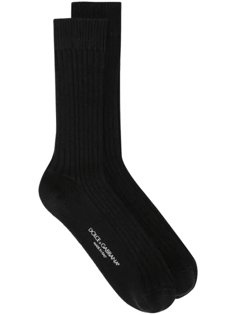 Dolce & Gabbana ribbed intarsia-knit logo socks Black GXS72TJFMX9