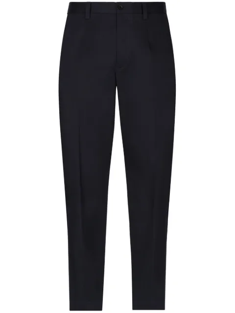 Dolce & Gabbana logo-tag cotton-blend tapered trousers Blue GV5ZHTFUFIV