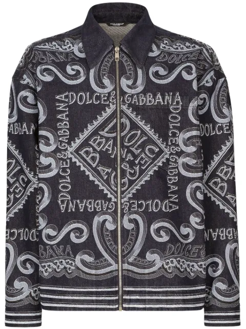 Dolce & Gabbana logo-print cotton shirt jacket Blue G9AUMDG8KM5