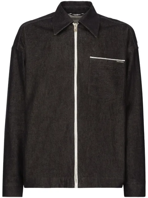 Dolce & Gabbana logo-print cotton jacket Black G9AUBDG8KF1